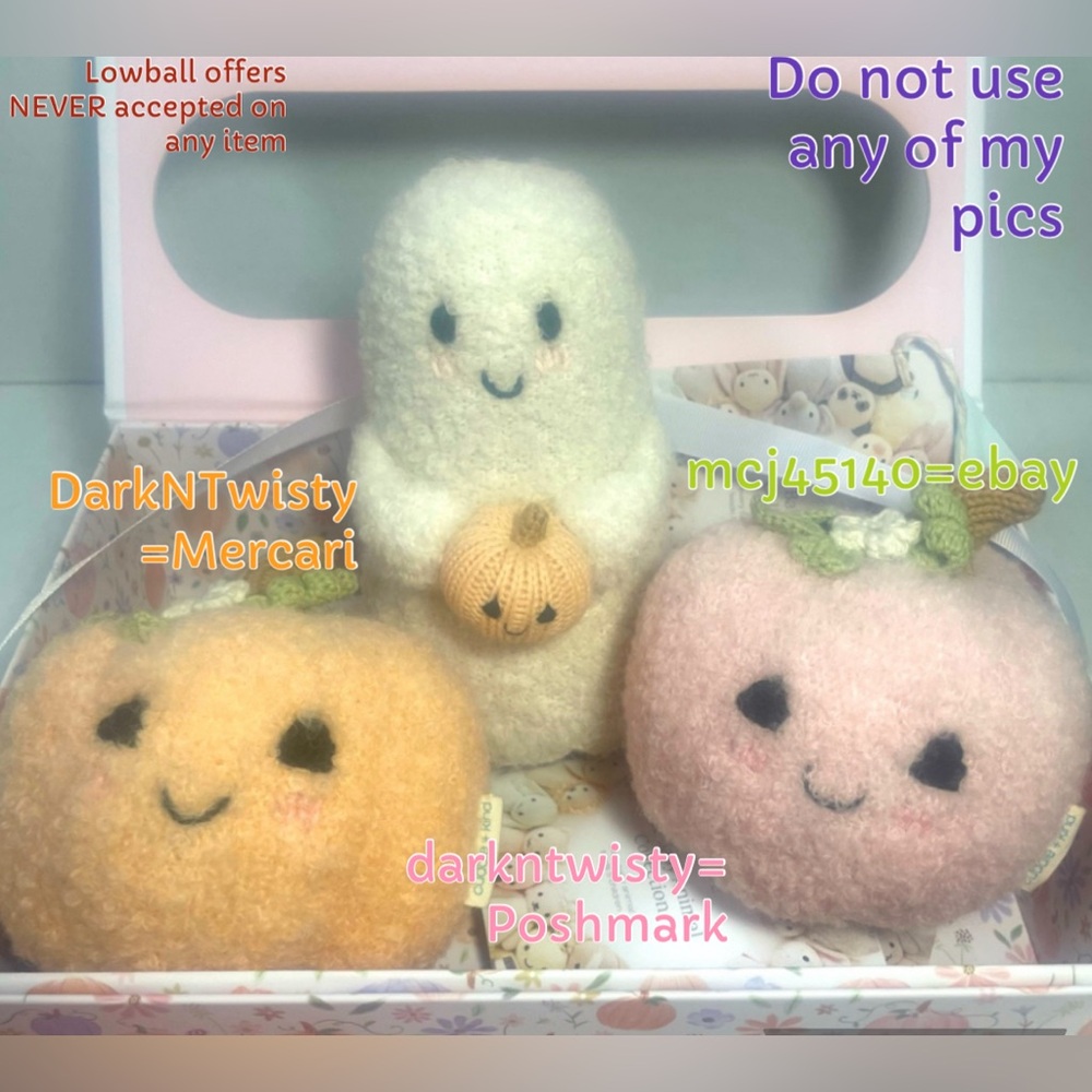 3 PIECE BNWT 2025 CUDDLE + KIND 1 BOUCLE GHOST W PUMPKIN AND 2 BOUCLE PUMPKINS